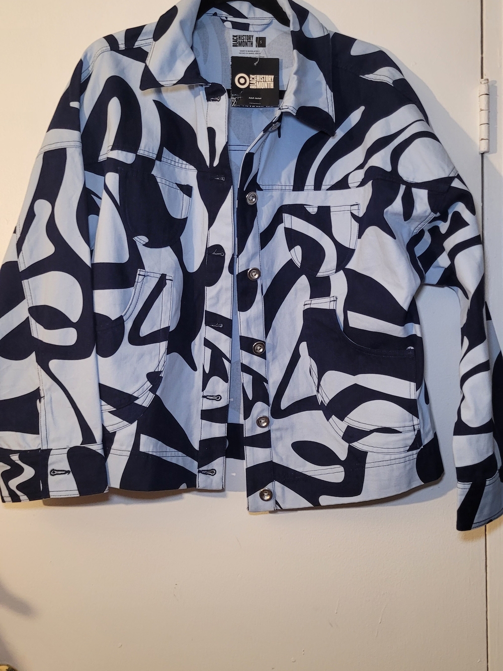 Target Navy and White Graphic Button-Front Jacket